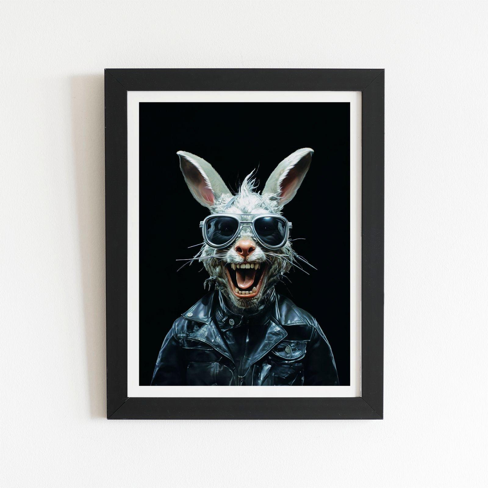 Funky Rabbit Face With Glasses Framed Art Print