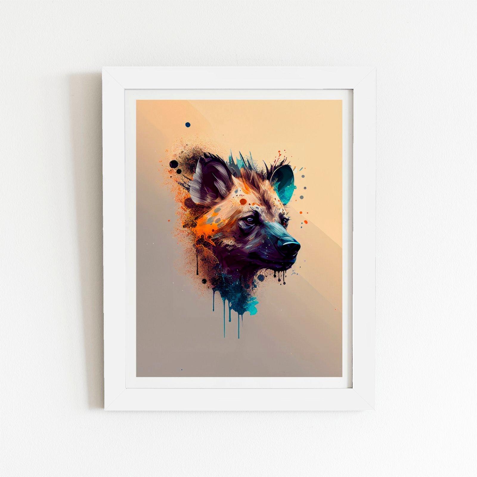 Hyena Face Splashart Light Background Framed Art Print