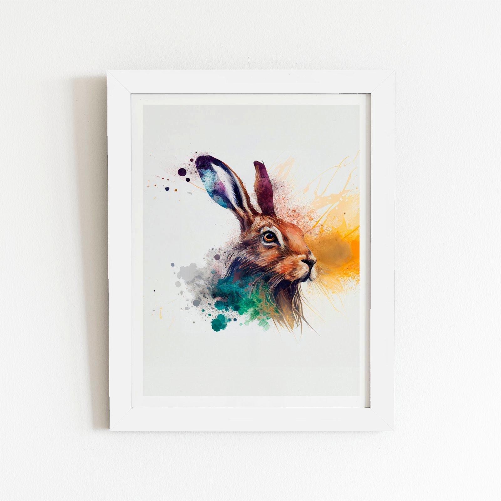 Hare Close Up Splashart Framed Art Print