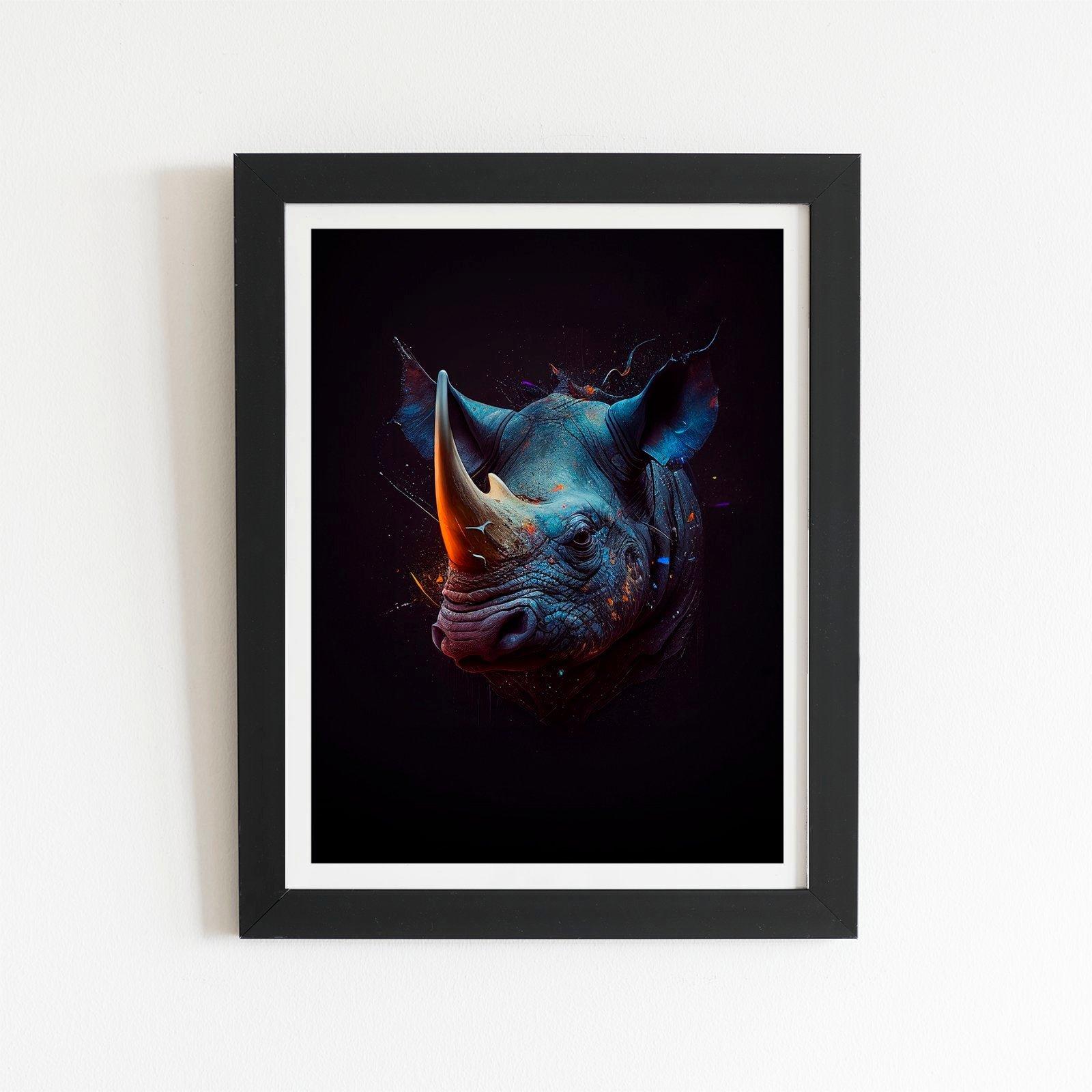 Rhino Face Splashart Framed Art Print
