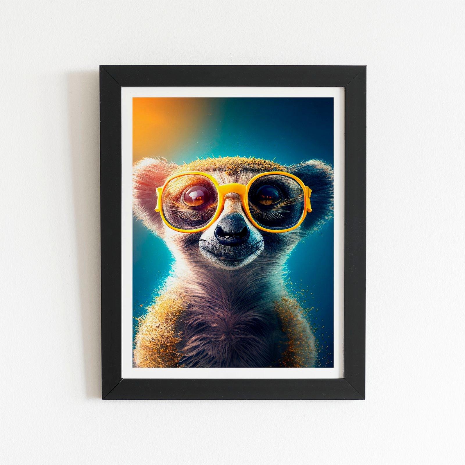 Meerkat With Glasses Splashart Framed Art Print