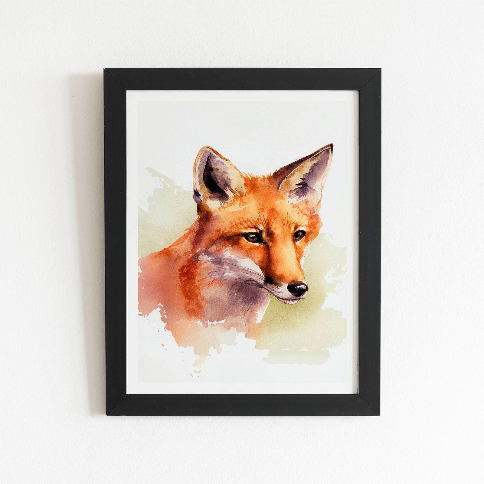 Fox Watercolour Framed Art Print