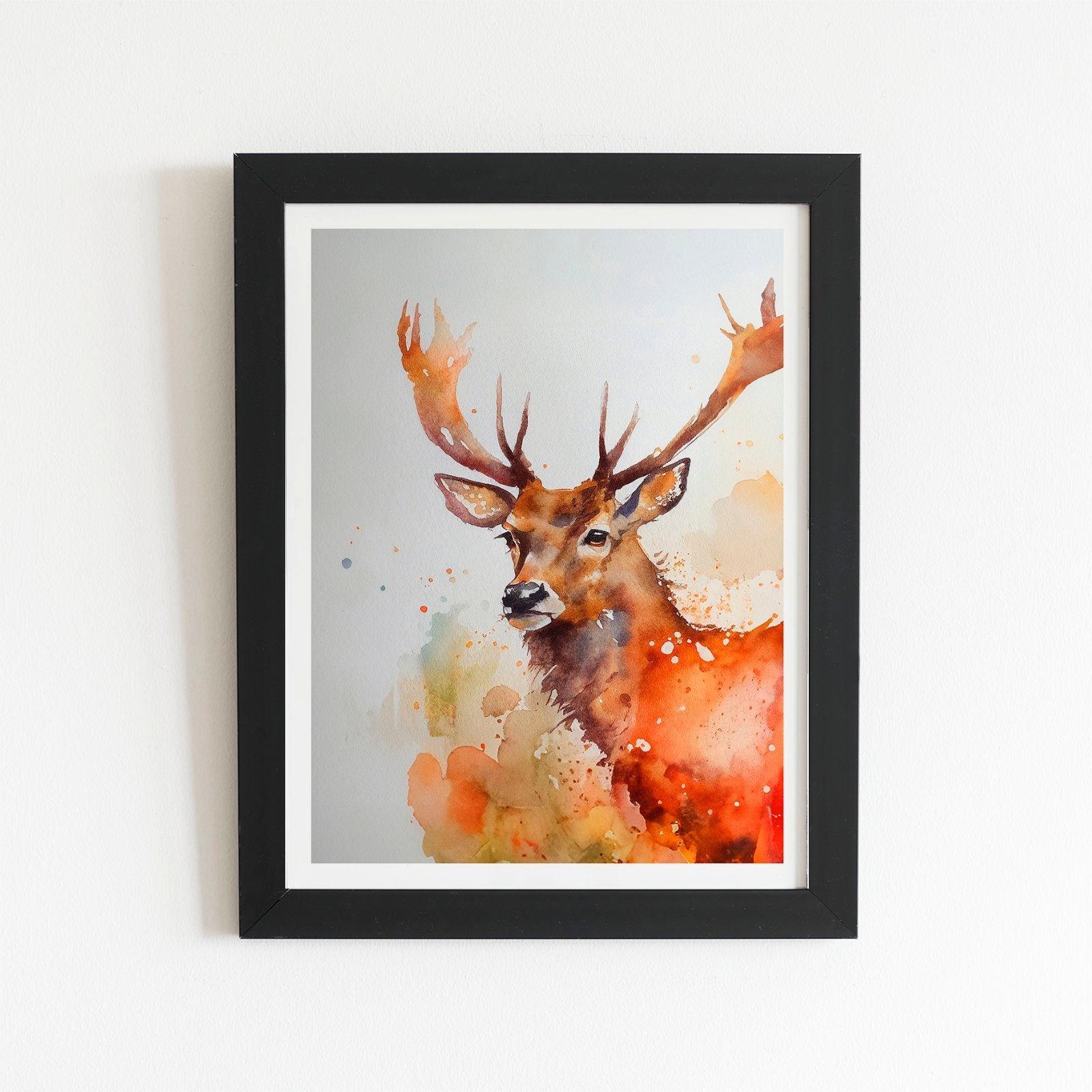 Majestic Stag Watercolour Framed Art Print