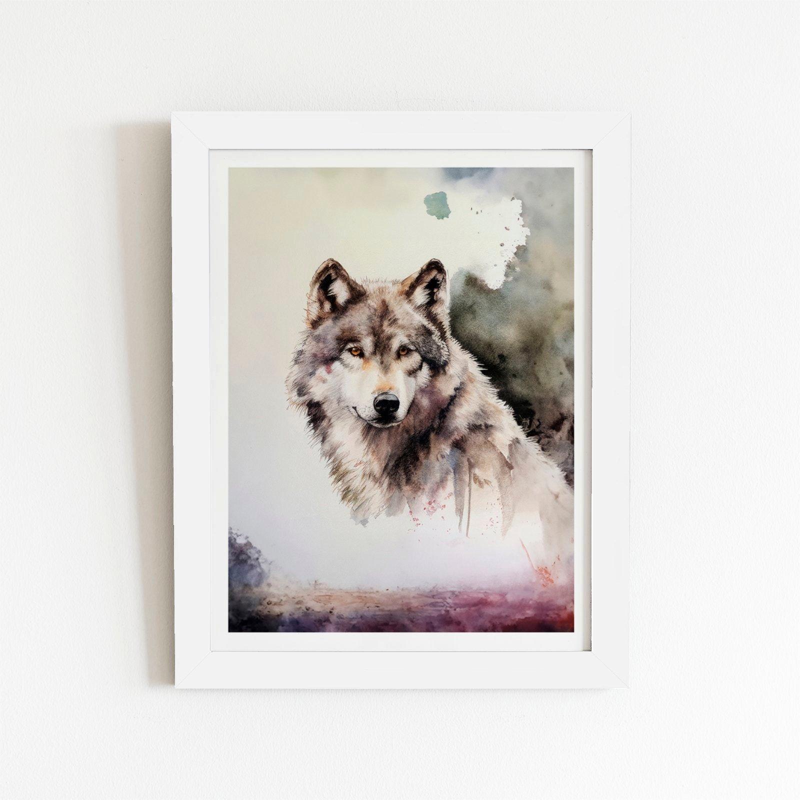 Loyal Wolf Watercolour Framed Art Print