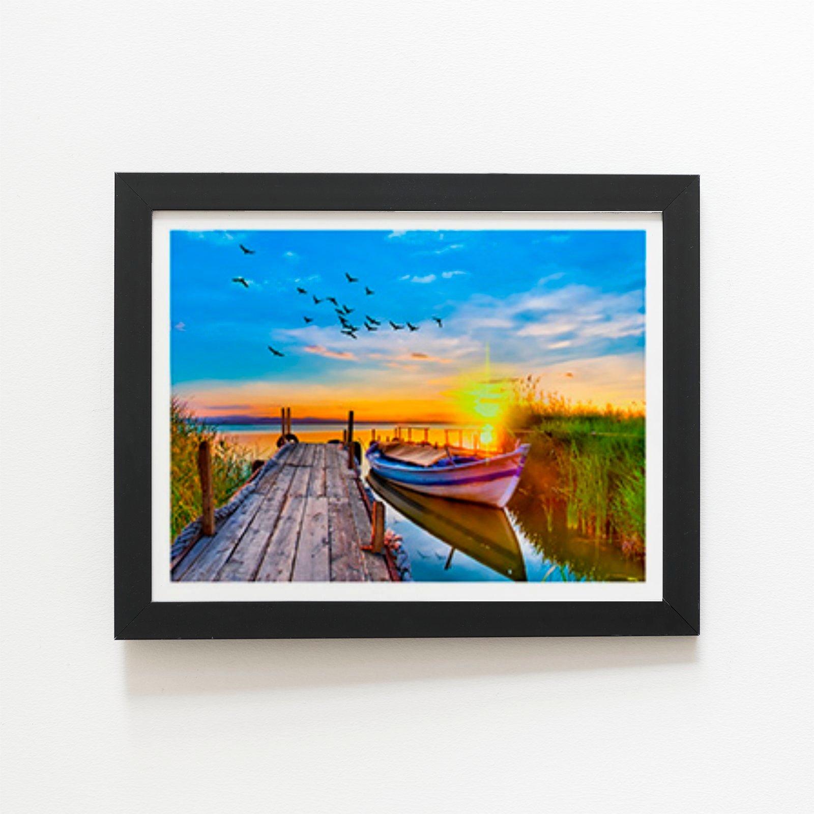 Sunset Of Colours At The Lake Framed Art Print