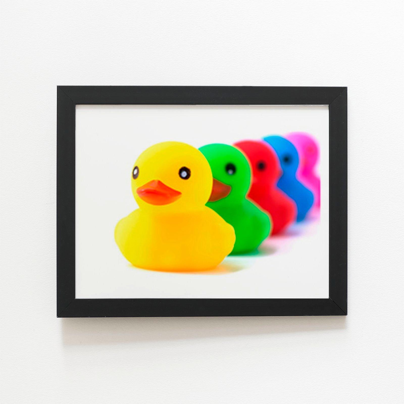 Colourful Ducks In A Row Framed Art Print