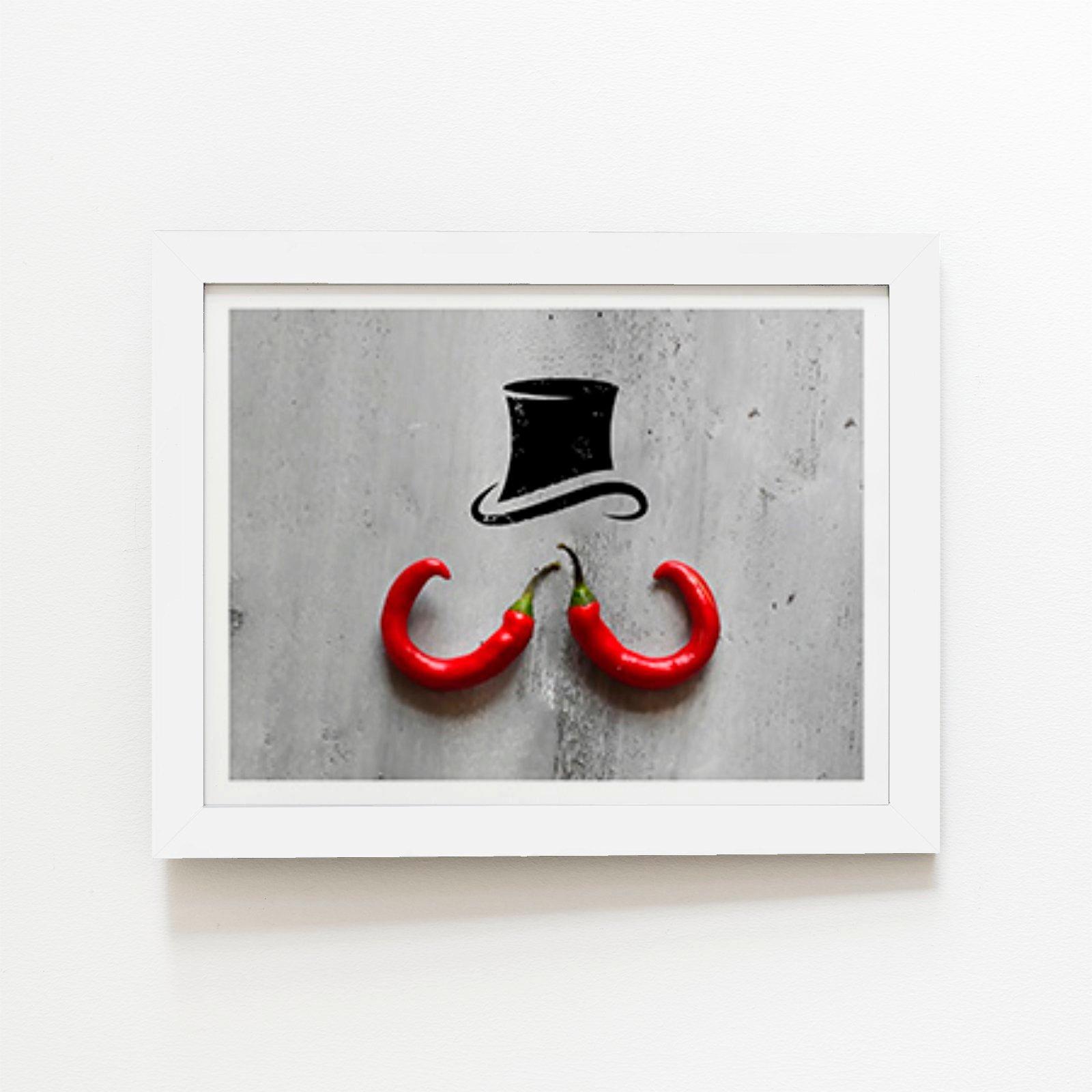 Chilli Moustache Framed Art Print