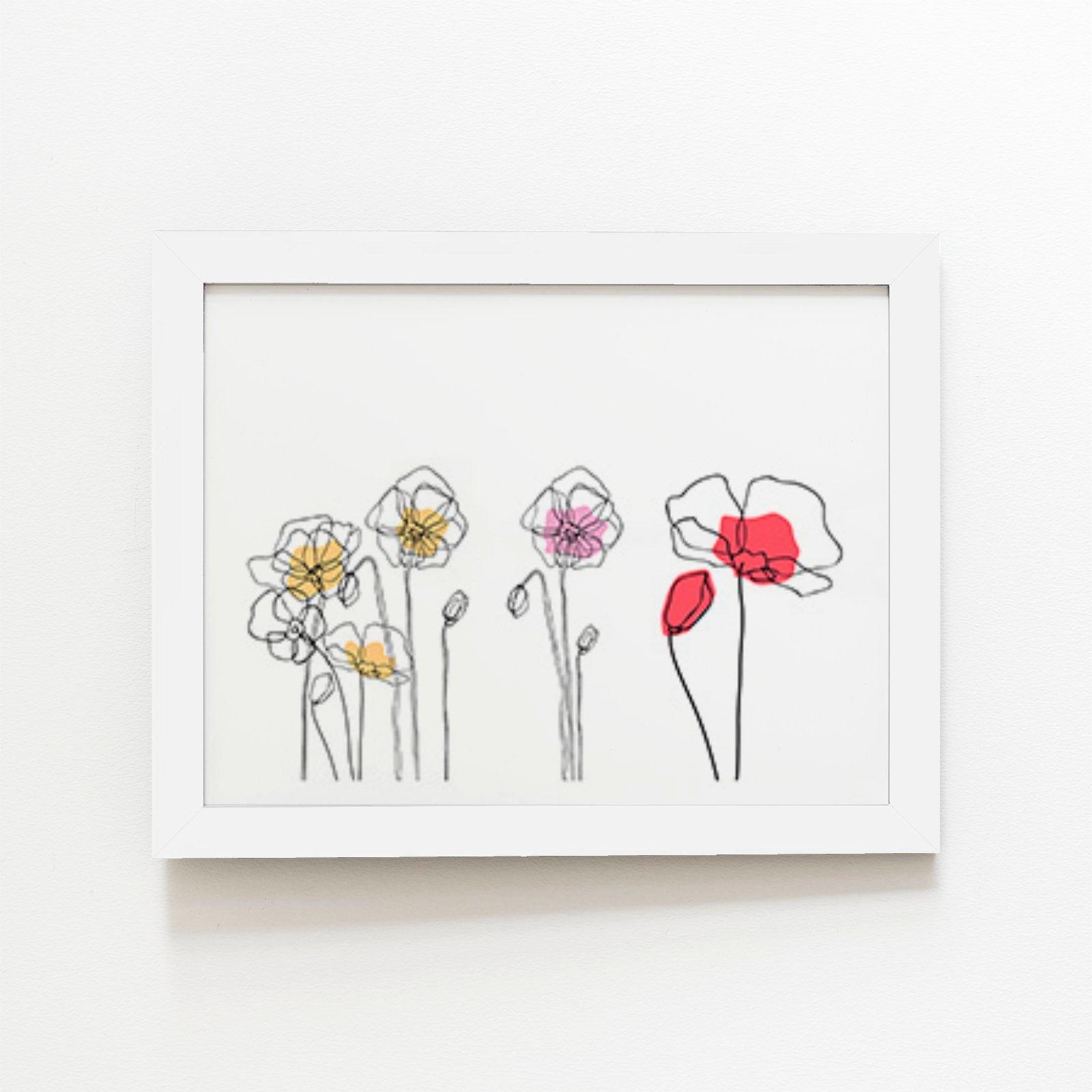 Linear Art Flowers Framed Art Print