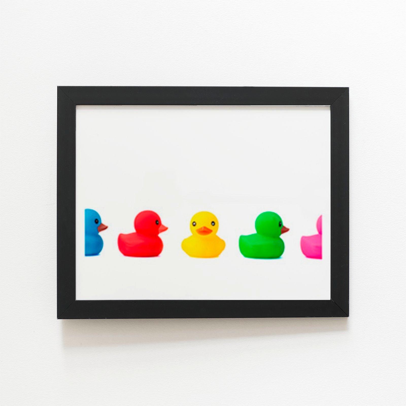 Coloured Rubber Ducks Framed Art Print