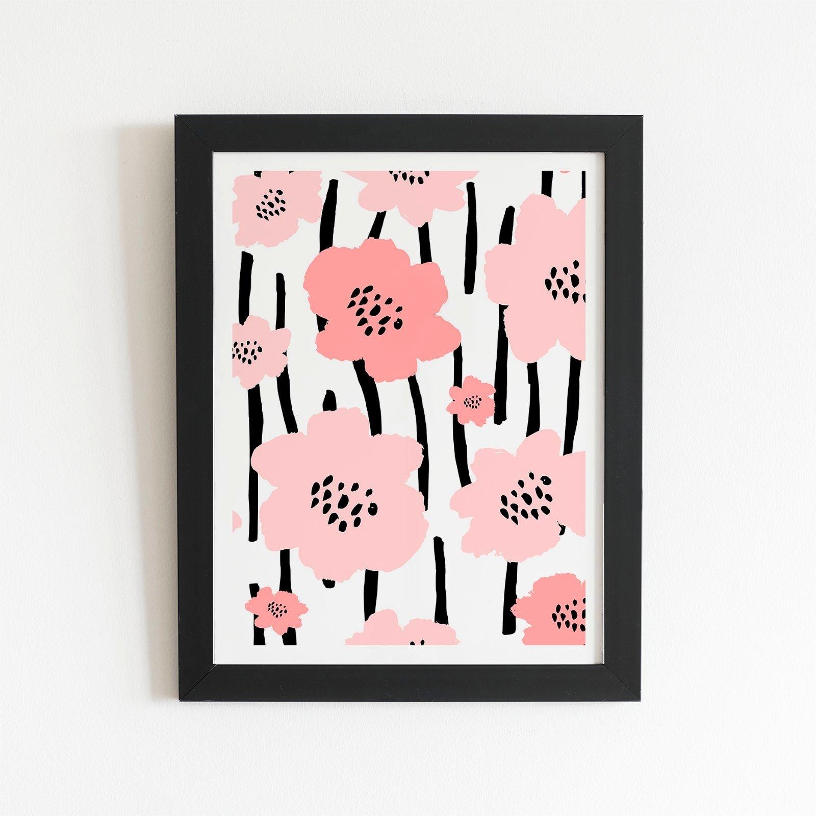 Pastel Pink Flowers Framed Art Print