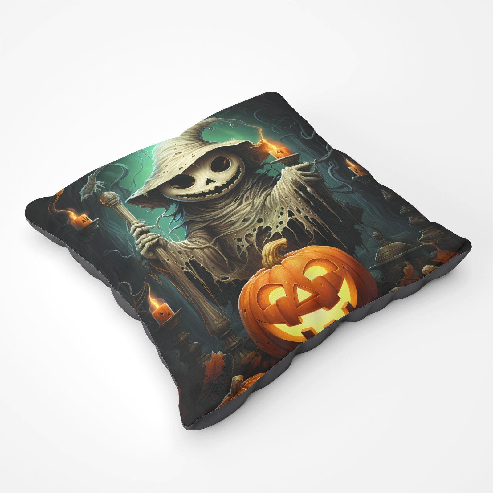 Creepy Ghost With Pumpkins Floor Cushion