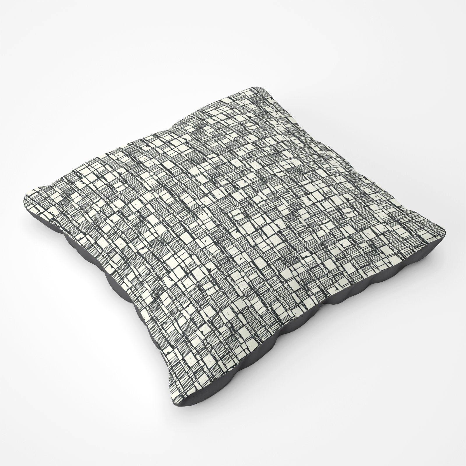 Irregular Sketched Block Textured Floor Cushion