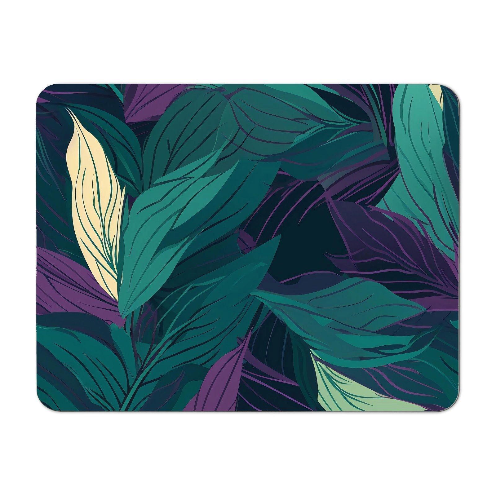 Green Purple Tropical Leaves Placemats