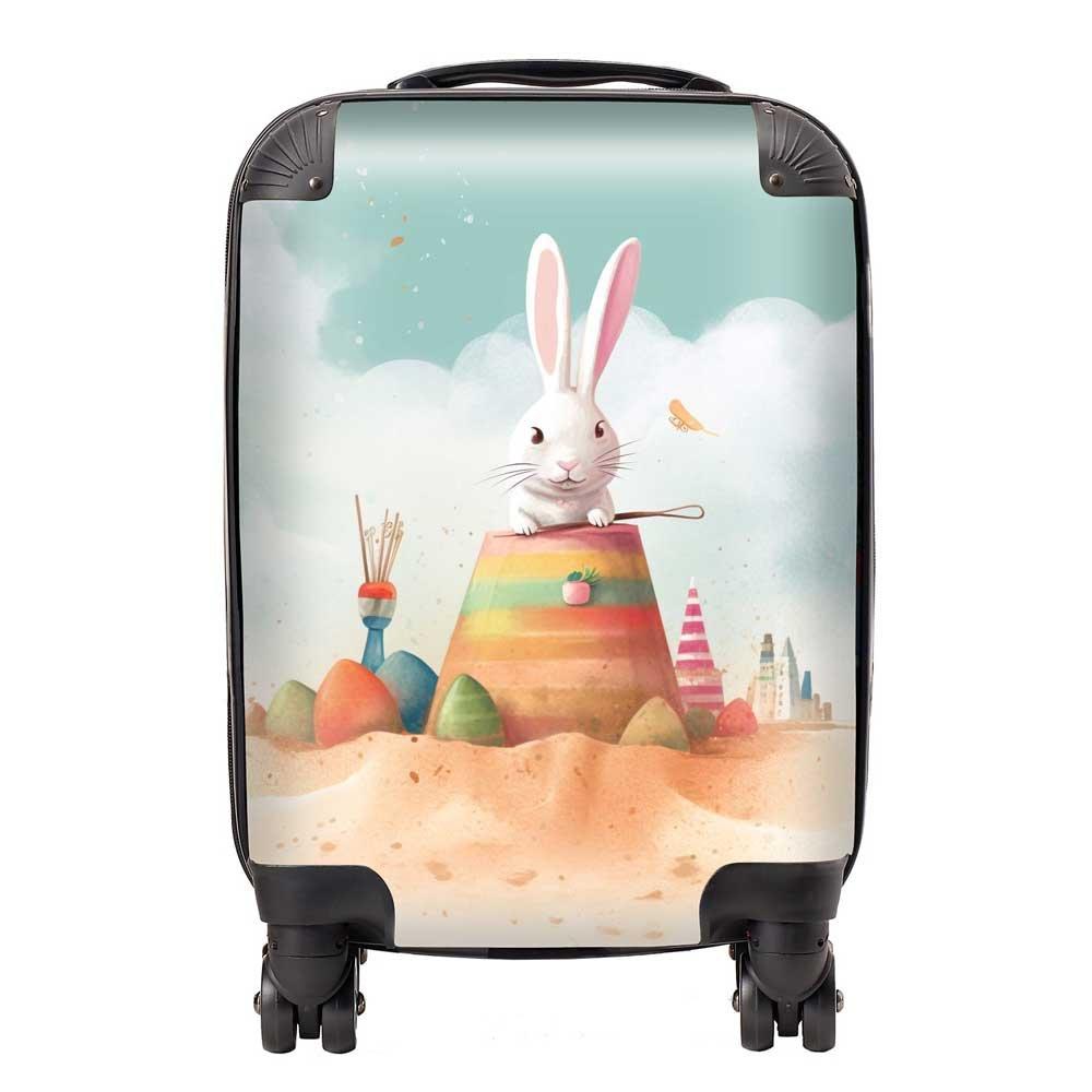 White Rabbit On A Beach Holiday Suitcase