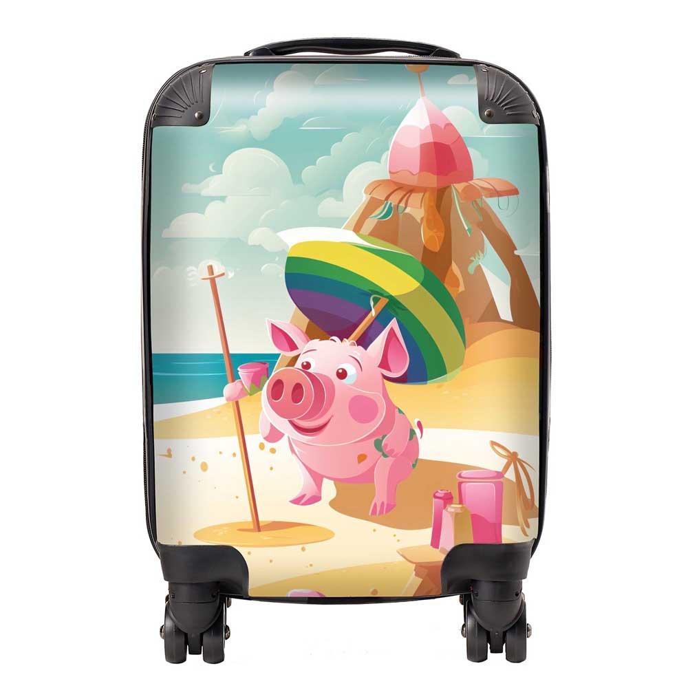 Piglet On A Beach Holiday Suitcase