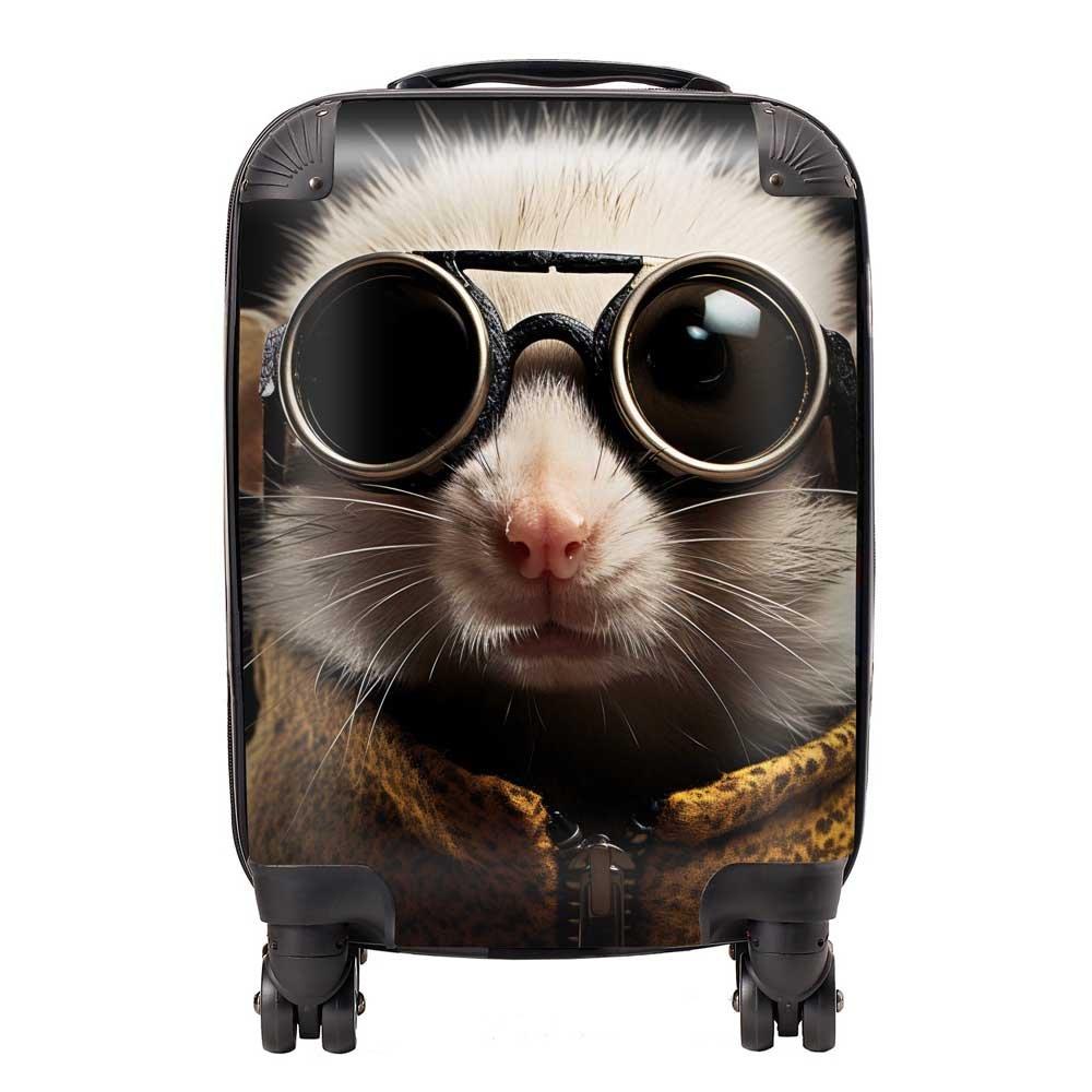 Realistic Doormouse with Glasses Suitcase