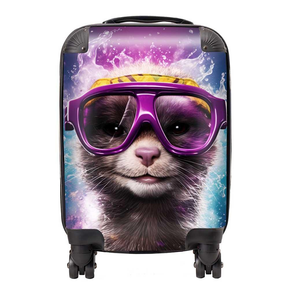 Splashart Ferret With Glasses Purple Suitcase