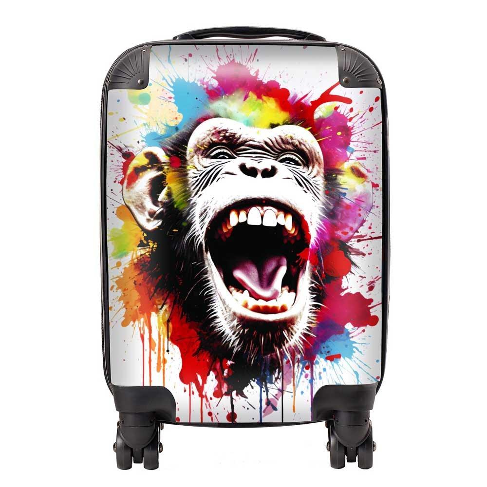 Coloured Splashart Crazy Monkey Face Suitcase