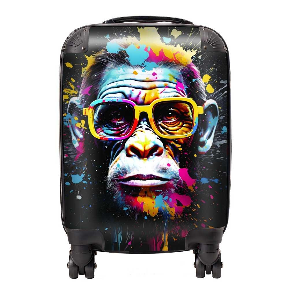 Coloured Splashart Monkey Face with Glasses Suitcase