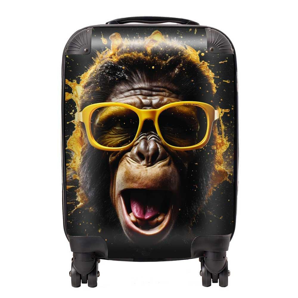 Splashart Monkey Face With Yellow Glasses Suitcase