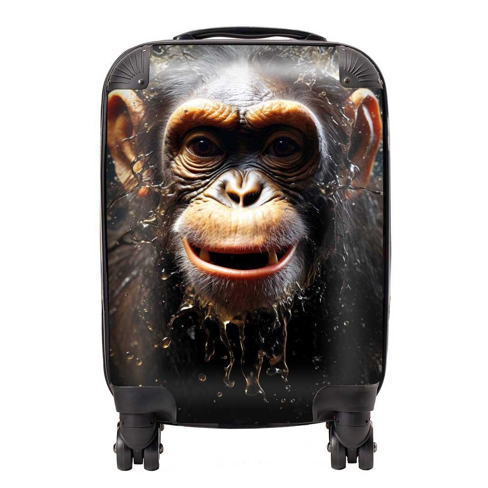 Realistic Monkey Face Splashart Suitcase