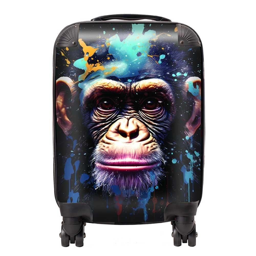 Monkey Face Splashart with Blue Suitcase