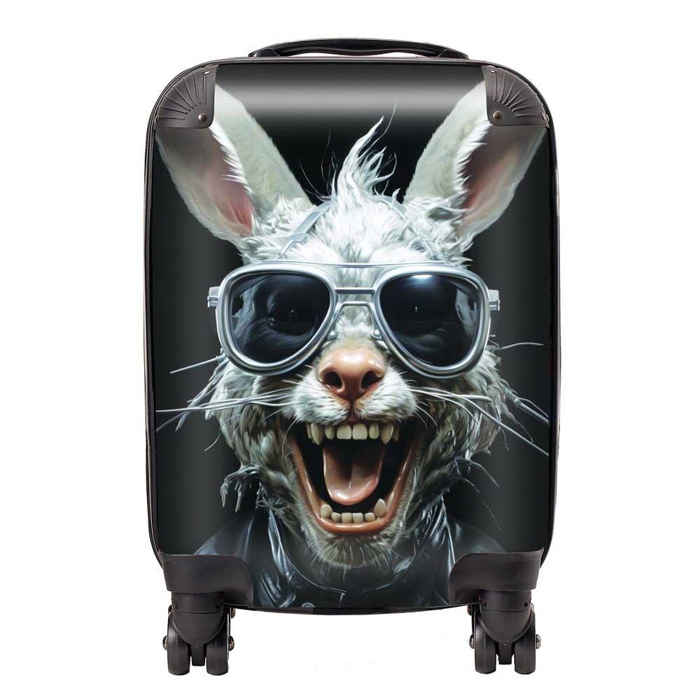 Funky Rabbit Face With Glasses Suitcase