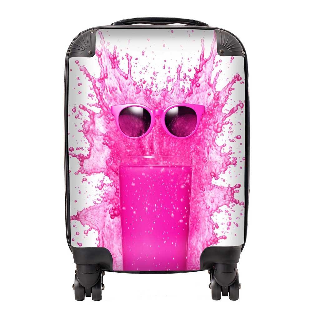 Pink Splashart Glass With Glasses Suitcase