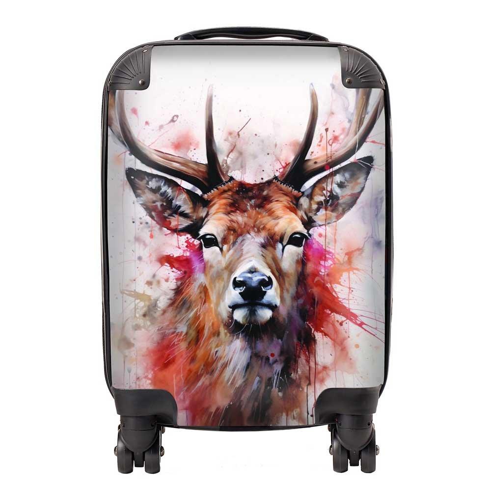 Watercolour Splashart Stag Face Suitcase