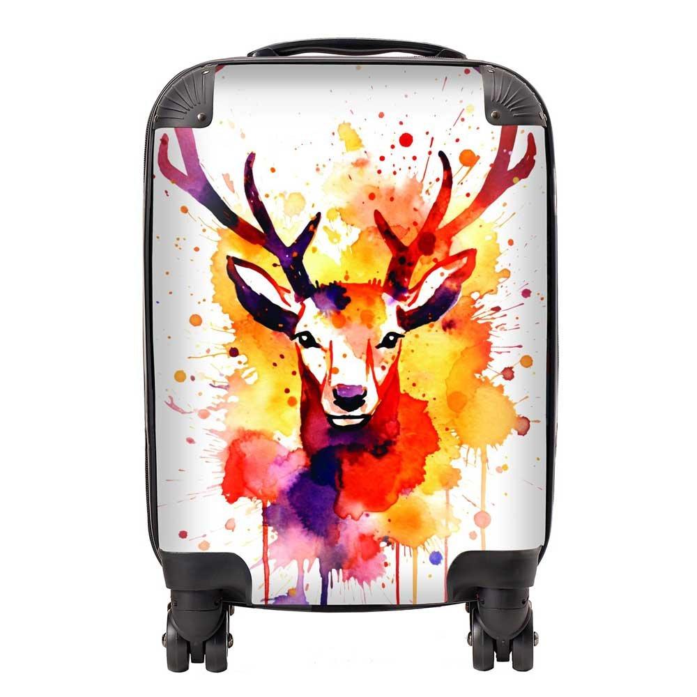 Watercolour Stag Face Suitcase