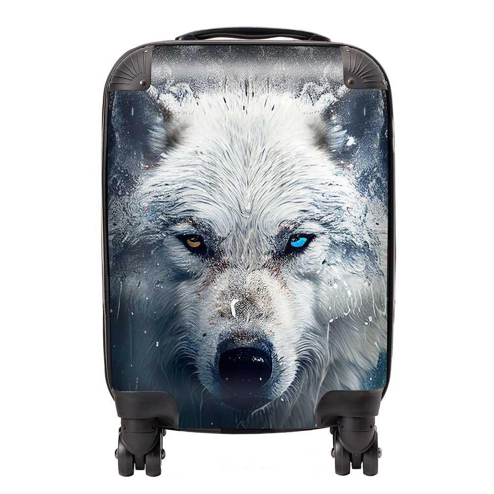 White Wolf Face Splashart Suitcase