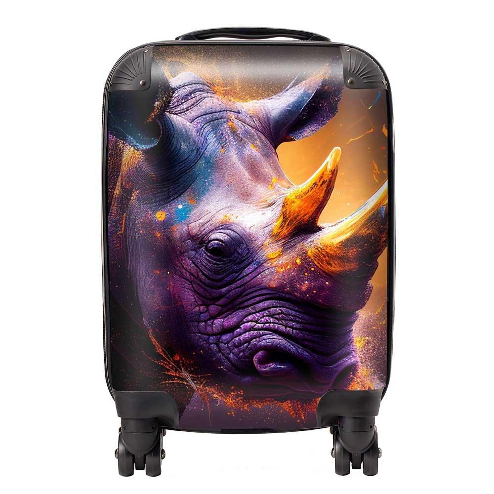 Golden Rhino Face Splashart Suitcase