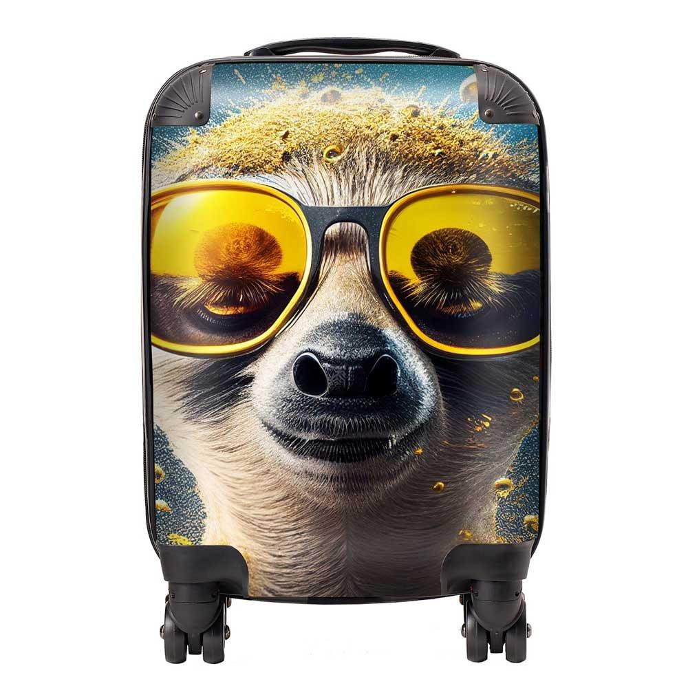Meerkat With Golden Glasses Splashart Suitcase