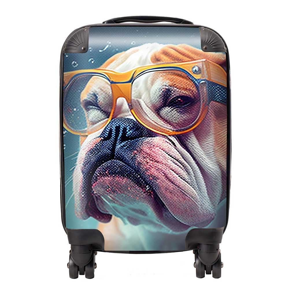 Bulldog With Glasses Splashart Suitcase