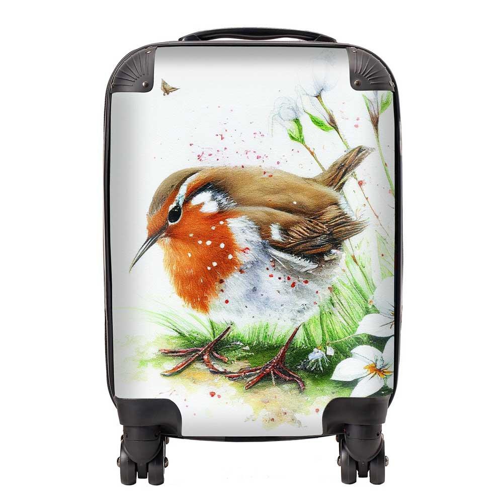 Robin And Daisies Watercolour Suitcase