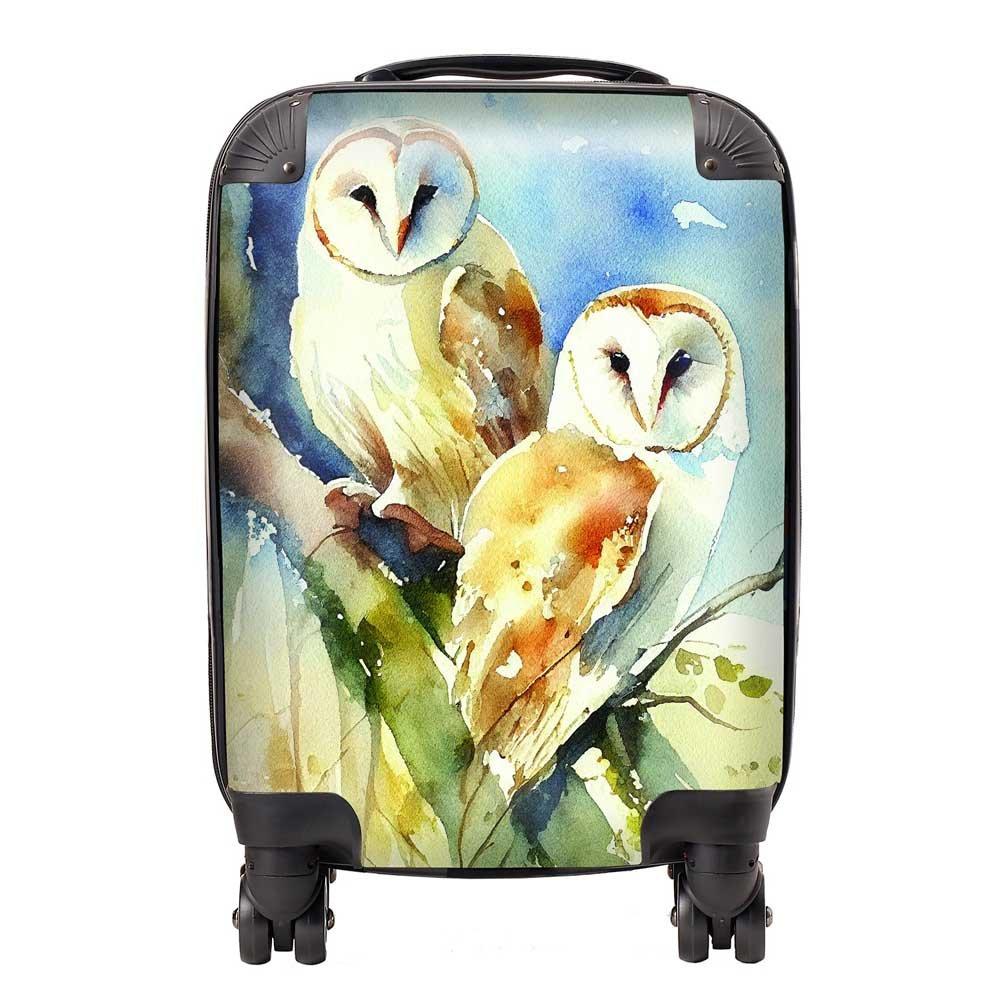 Barn Owls Watercolour Suitcase