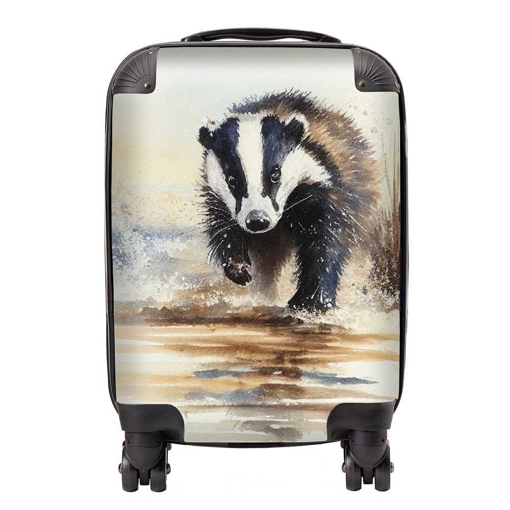 Wading Badger Watercolour Suitcase