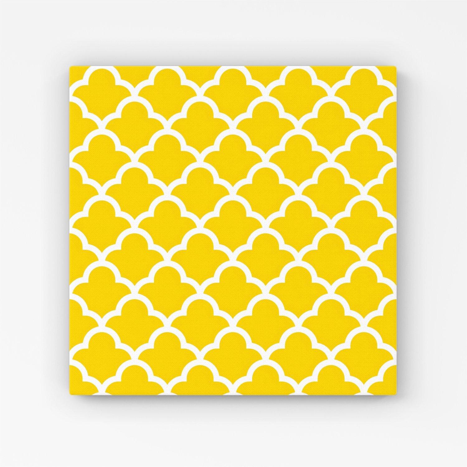 Geometric Yellow Quatrefoil Wave Canvas