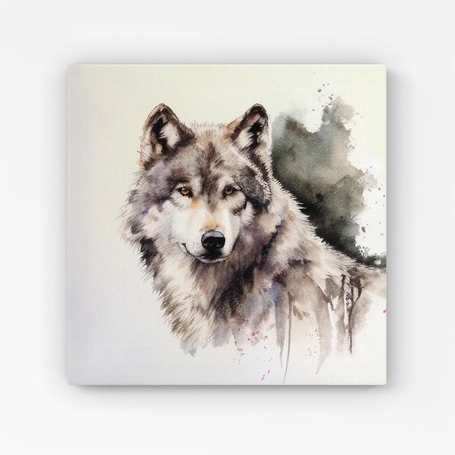 Loyal Wolf Watercolour Canvas