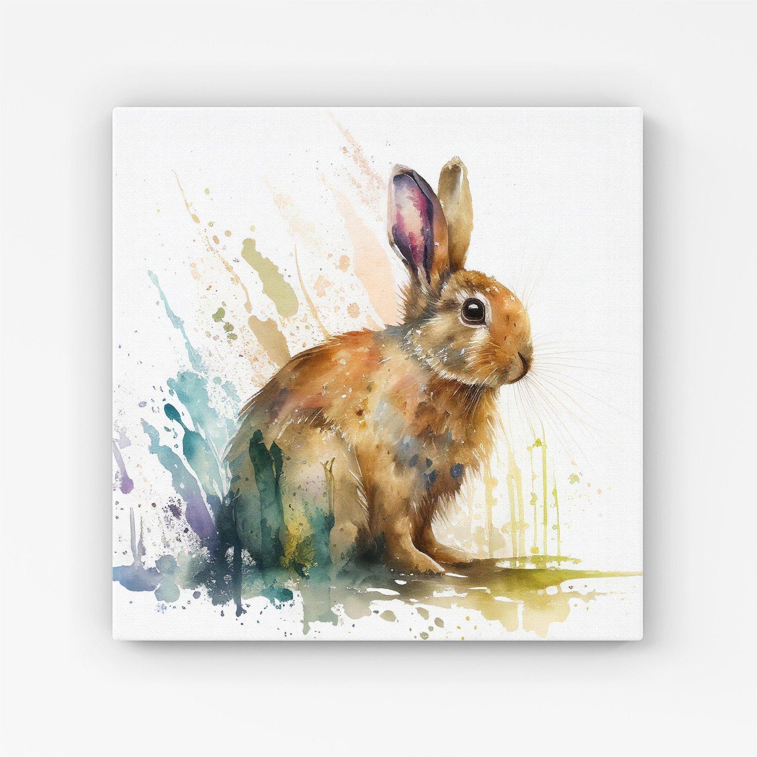 Rabbit Splash Watercolour Canvas