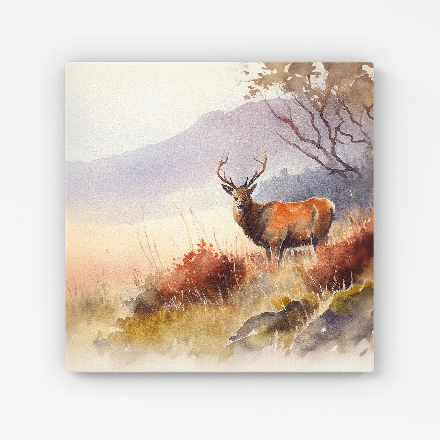 Stag Deer Water Colour Canvas
