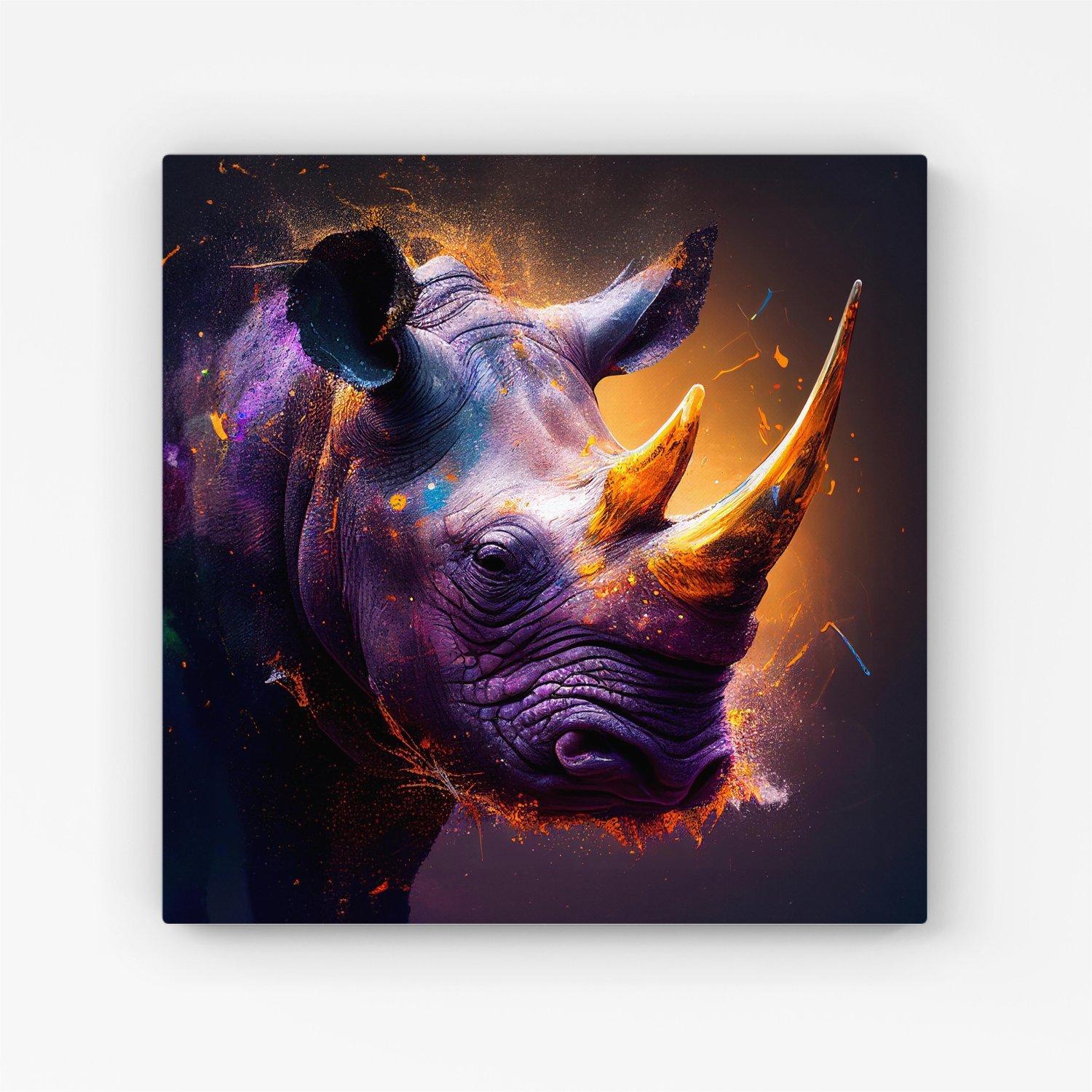Golden Rhino Face Splashart Canvas