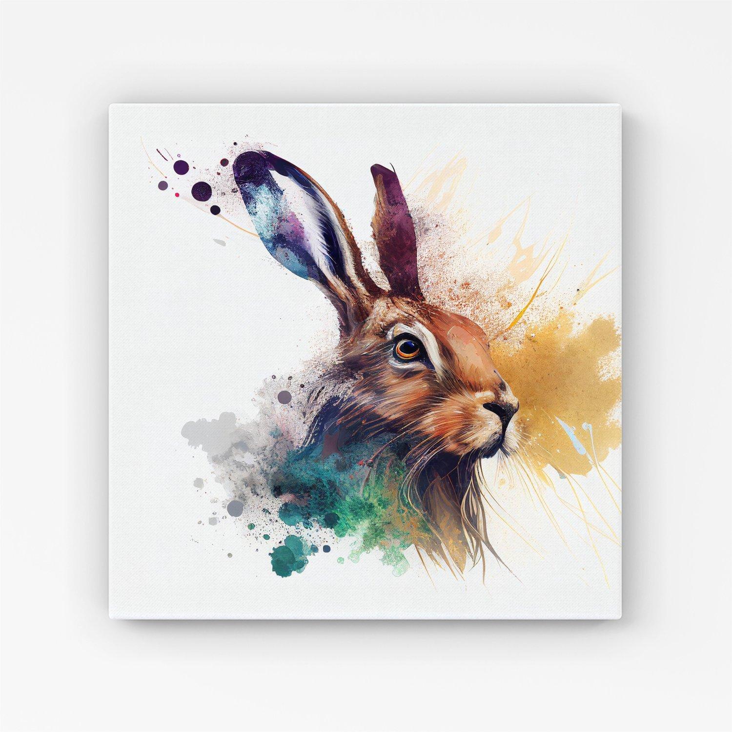 Hare Close Up Splashart Canvas
