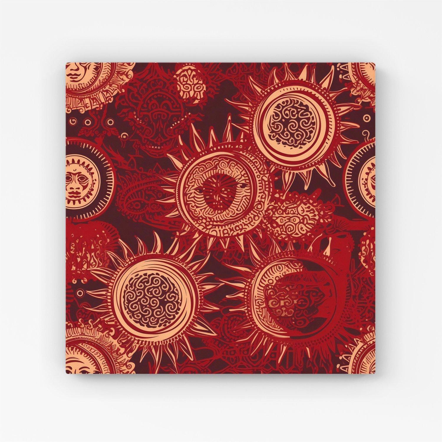 Abstract Red Moon and Sun Canvas