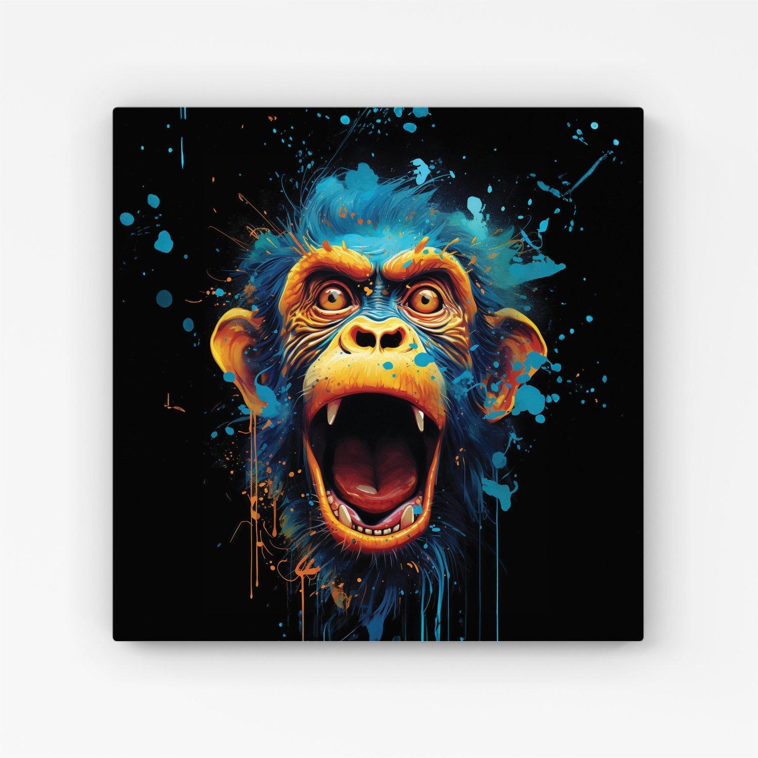 Crazy Monkey face Splashart Canvas