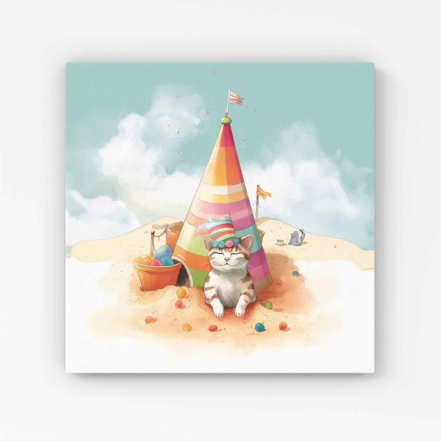 Cat On A Beach Holiday Canvas