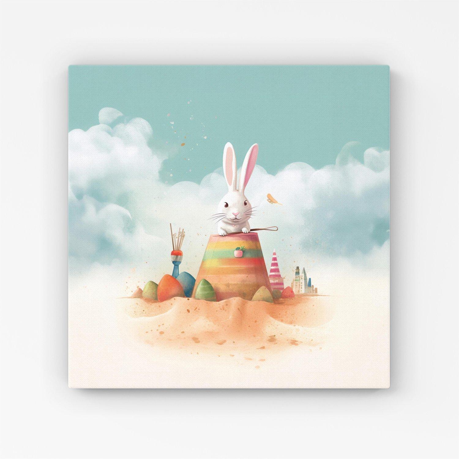White Rabbit On A Beach Holiday Canvas