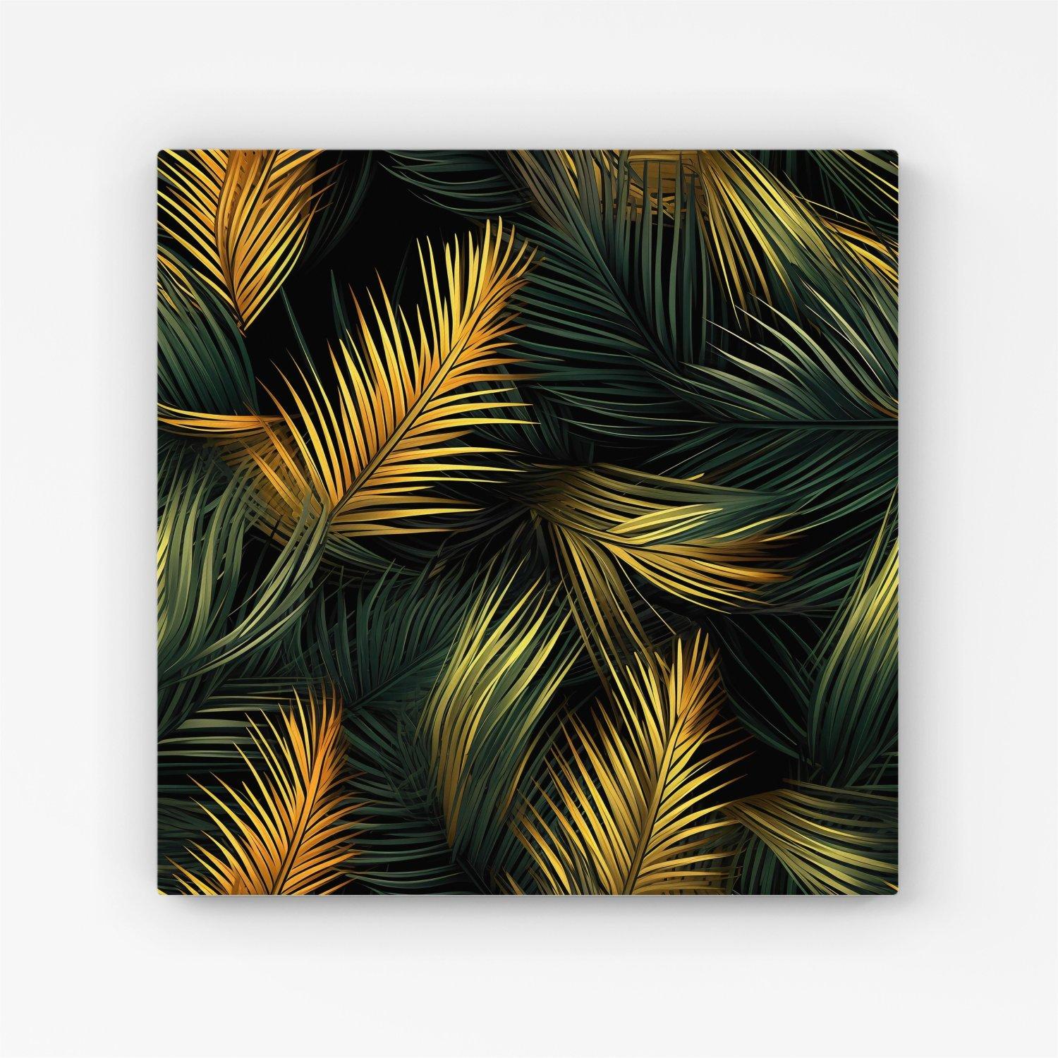 Golden Palm Leaves Canvas