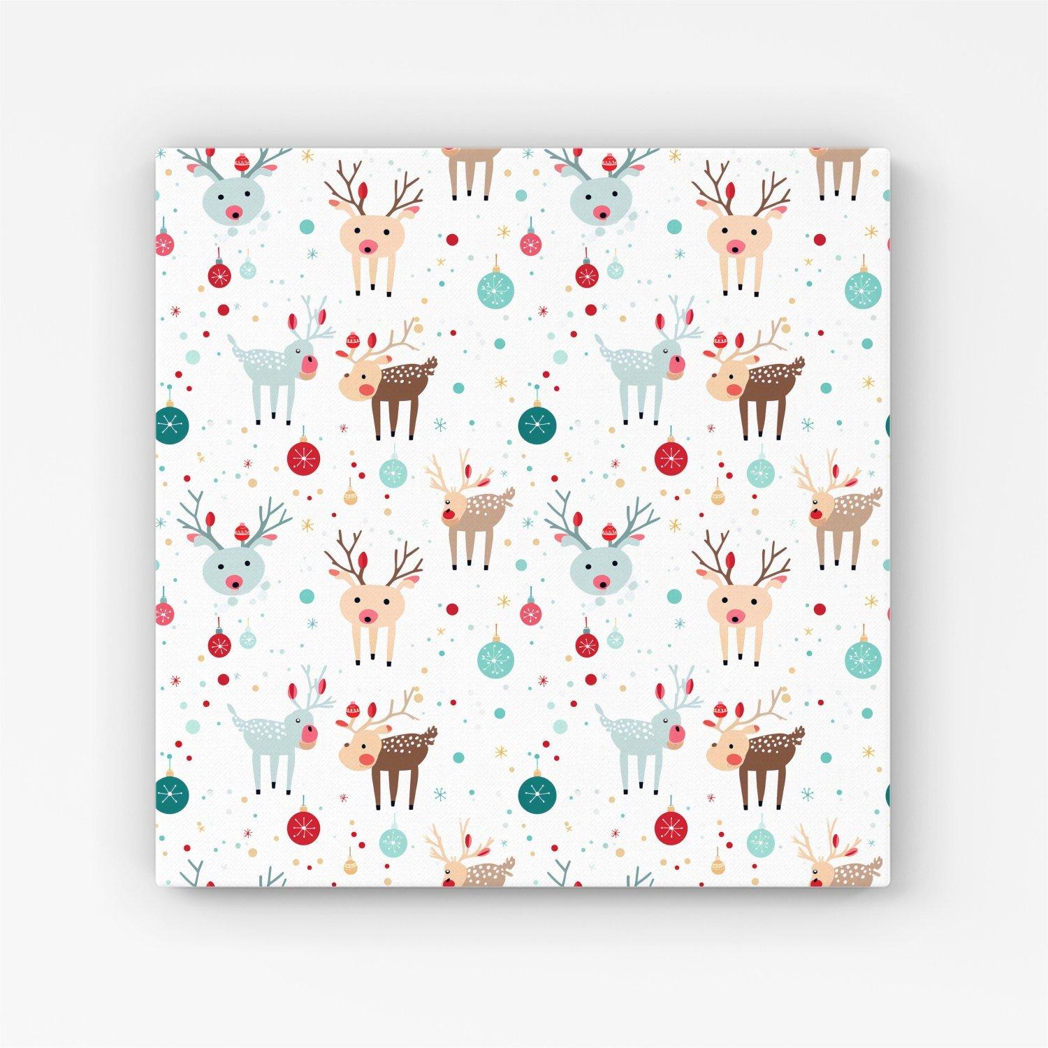 Happy Reindeer With Christmas Lights Canvas