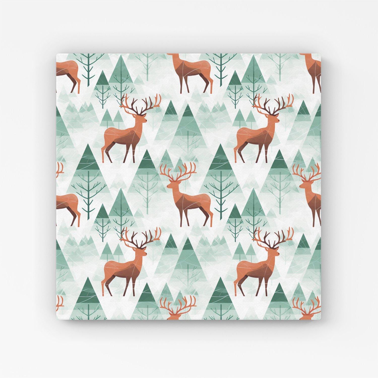 Reindeer On A Snowy Landscape Canvas